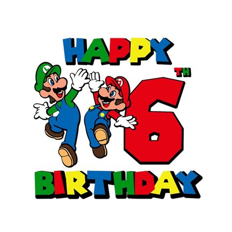 Super Mario 6th Birthday SVG PNG Mario And Luigi Birthday Mario