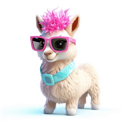 Premium AI Image A Llama Wearing Sunglasses And A Pink Mohawk