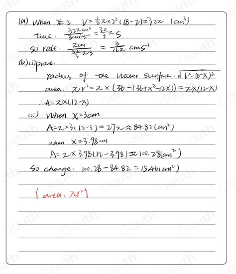 Solved 10 The Diagram Shows A Hemispherical Bowl Of Radius 6 Cm