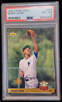 1993 Upper Deck RC DEREK JETER 449 PSA 8 NM MT TOP 99 PROSPECT Yankees