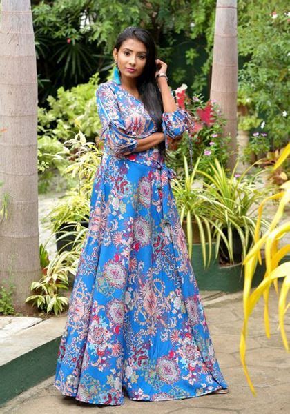 Sleeve Designed V Necked Maxi Dress With Belt Sunmart Lanka