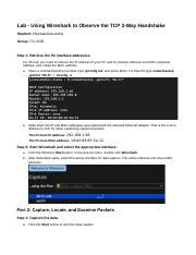 Using Wireshark To Observe Tcp Way Handshake Lab Guide And Course Hero