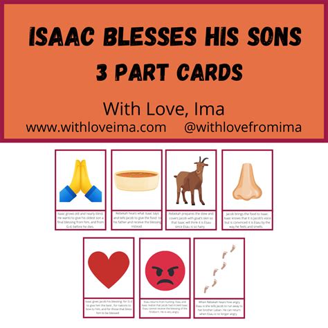 Isaac Blesses His Sons Montessori-Style 3 Part Cards - With Love, Ima