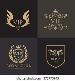 Luxury Gold Crest Logo Collection Royal Stock Vector Royalty Free