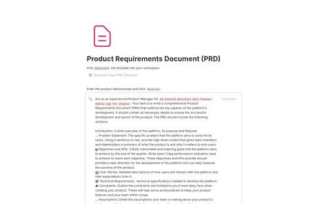 Product Requirements Document PRD Template Notion Marketplace