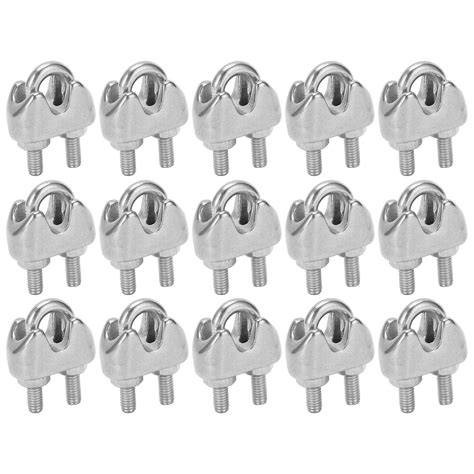 15pcs 116 Inch M2 Stainless Steel Wire Rope Cable Clip Clamp U Bolt