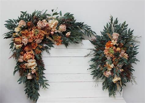 Rust Boho Wedding Flower Arch Arrangement Wedding Flowers Wedding