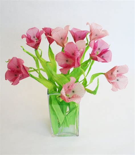 Items Similar To Pink Iris Origami Flowers Paper Flowers Bouquet Translucent Origami Paper