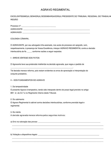 O Que E Agravo Regimental - Modelo De Agravo Regimental