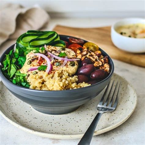 Mediterranean Quinoa Salad With Hummus Killing Thyme