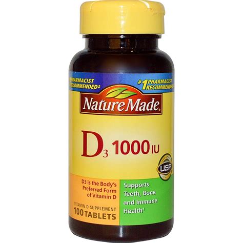 Nature Made D3 Vitamin D Supplement 1000 Iu 100 Tablets Iherb