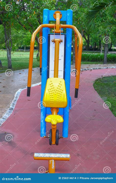 Outdoor Exercise Equipment in the Park. Stock Photo - Image of females ...