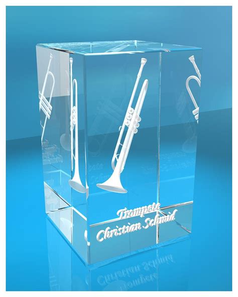 D Glasquader Trompete Mit Wunschnamen Blasinstrument Geschenk F R