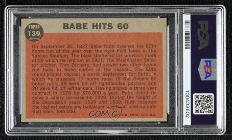 Topps Babe Ruth Babe Hits Green Tint Grass Only Psa