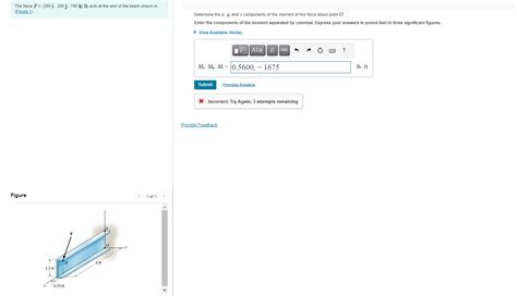 Solved The Force F I J K Lb Acts At The End Of The Chegg