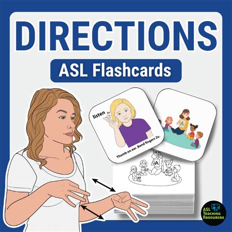 Sign Language Flashcards Directions Asl Teaching Resources