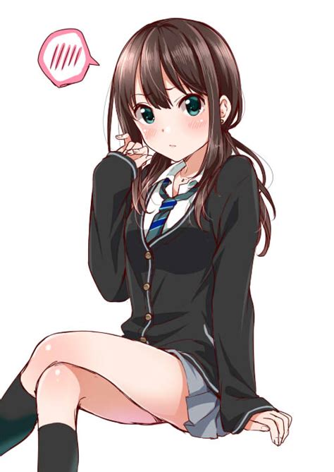 Safebooru 1girl Bangs Black Legwear Blue Neckwear Blush Brown Hair