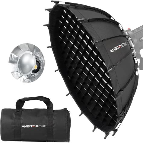 AMBITFUL 80 Cm Studio Silver Wide Angle Beauty Dish Honeycomb Grid