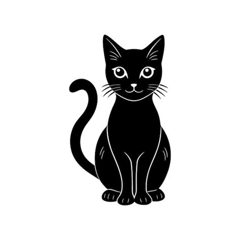 Halloween Black Cat Vector Art Silhouette Icon Logo Doddle Design Black