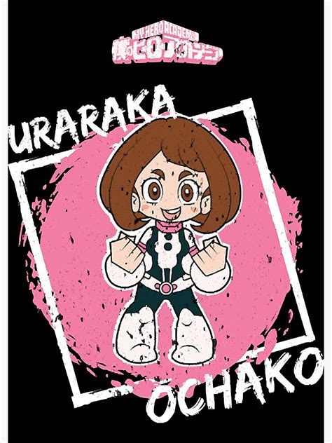 My Hero Academia Bnha Ochako Uraraka Chibi Grunge Style Poster