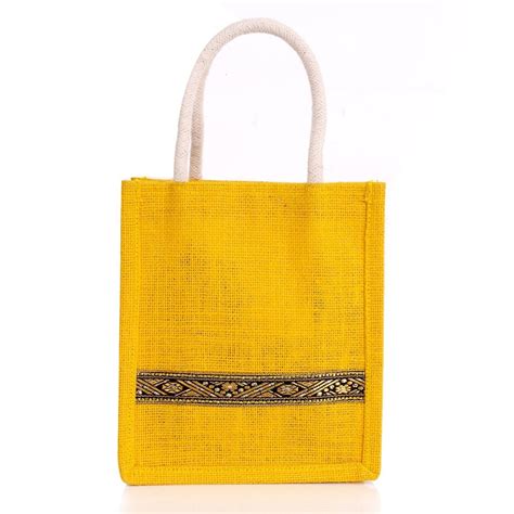 Yellow RJU Jute Thamboolam Bag Size Dimension 10 X 8 X 4 Inch At Best