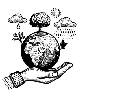 Premium Vector Drawing Hands Holding Globe Earth Planet With Growth