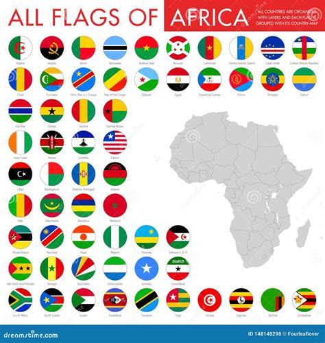 Set Of African Flags Stock Vector Illustration Of Icons 148148298