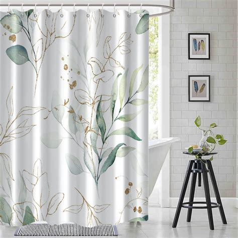 Sage Green Eucalyptus Shower Curtain Spring Plant Leaves Shower