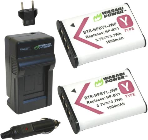 Amazon Wasabi Power Battery 2 Pack And Charger For Sony NP BY1