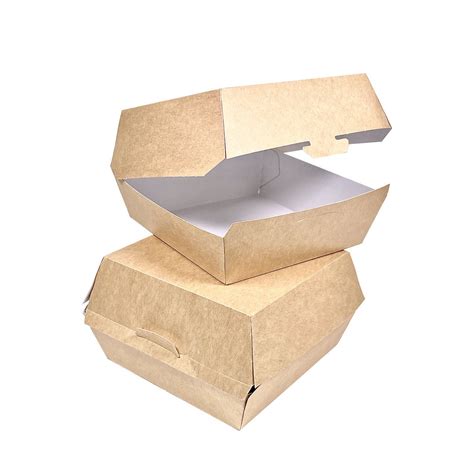 Caja Grande De Hamburguesa Kraft Reciclable