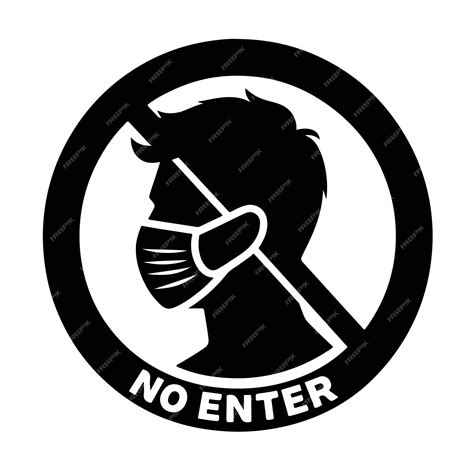 No Entry Without Facemask Warning Sign For Notice People Beware And