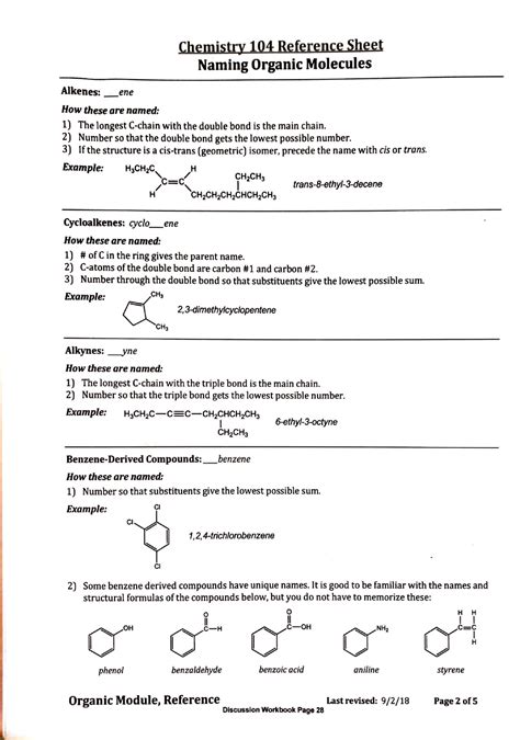 Chem Reference Sheets Chem 104 Studocu