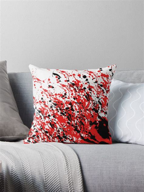 Drip And Splash Red And Black Throw Pillow By Leatherwood Design