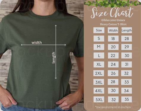 Gildan 5000 Size Chart Gildan 5000 T Shirt Size Chart Gildan Etsy Uk