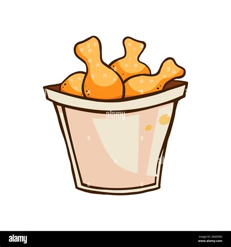 Fried Chicken Legs In A Bucket Vector Illustration Isolated On White Background Stock Vector