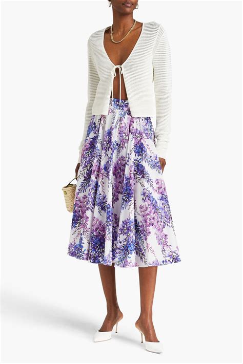 Dolce Gabbana Floral Print Cotton Poplin Midi Skirt The Outnet