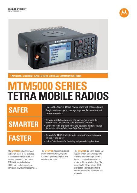 Mtm5000 Series Specsheet Motorola Solutions