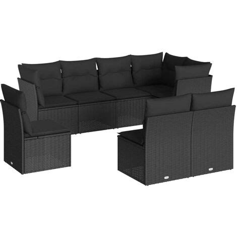 Set Divani Da Giardino Con Cuscini Pz Nero In Polyrattan Vidaxl