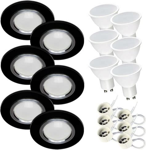 Kwazar Luminaire 6 x Oprawa Szklana Okrągła Czarna led GU10 7W 100378