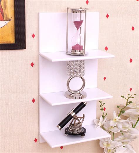 Buy Engineered Wood Floating Wall Shelf In White Colour By Home Sparkle