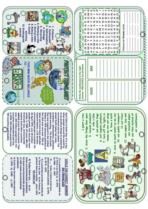 Earth Day Minibook English Esl Worksheets For Distance Learning And