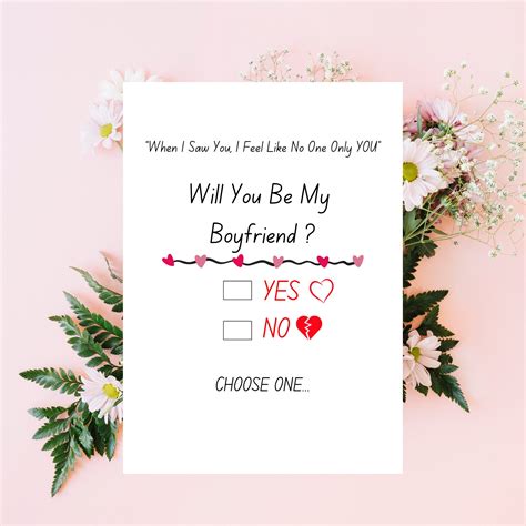 Boyfriend Proposal Card Template Will You Be My Boyfriend Card Romantic