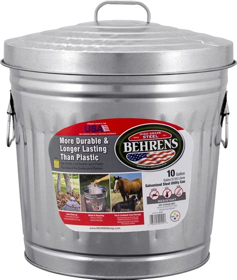 Behrens 6210 Trash Can 10 Gal Capacity Steel