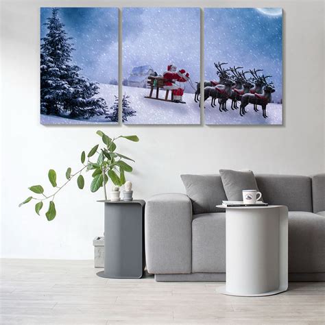 The Holiday Aisle 3 Piece Merry Christmas Canvas Wall Art Christmas