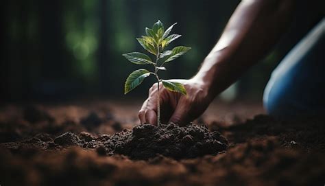 Premium Photo Young Man Gardener Passionately Planting A Tree