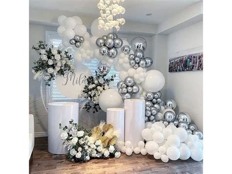 Diy All White And Silver Balloon Garland Kit For Balloon Arch Etsy Uk