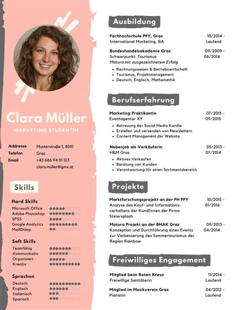 Vorlage für einen kreativen Lebenslauf StudentJob AT