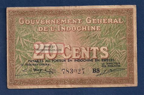 French Indo China 20 Cents Nd 1939 P 86d Woman W Conical Hat Se Asia