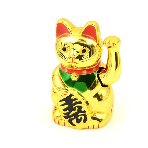 Gold Waving Hand Cat Feng Shui Lucky Maneki Neko Chinese Lucky Wealth