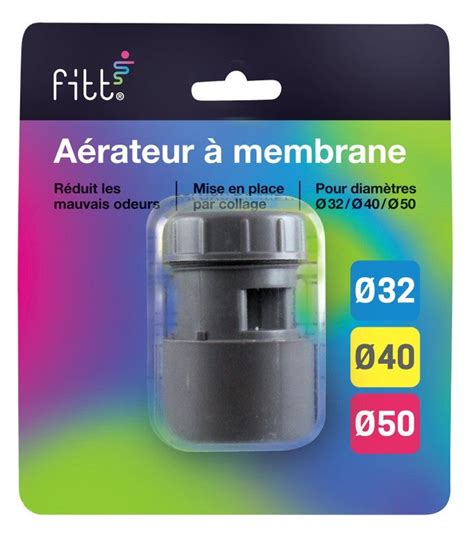 Aérateur à membrane PVC évacuation Ø32 40 50 en blister Fitt Gris